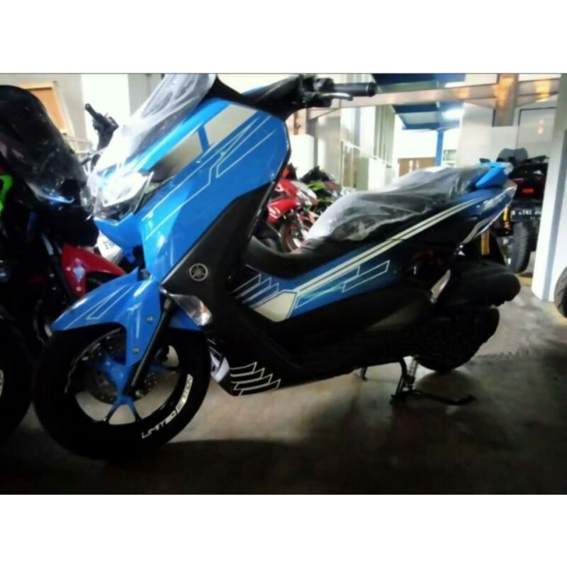stiker decal nmax new biru toska lis Putih kode 001