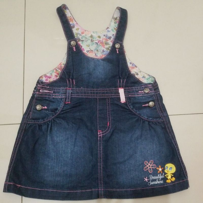 jeans anak cewek terusan jeans anak perempuan vest denim anak cewek dress denim anak perempuan celan