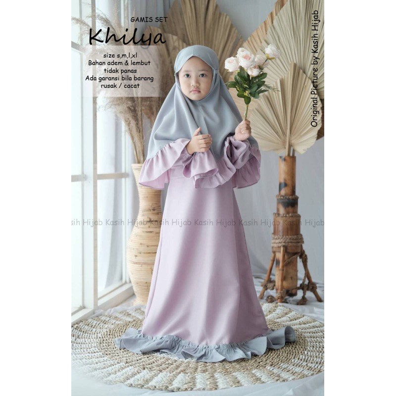 gamis anak perempuan “khilya”/gamis anak+kerudung anak 2-11tahun by kasihhijab