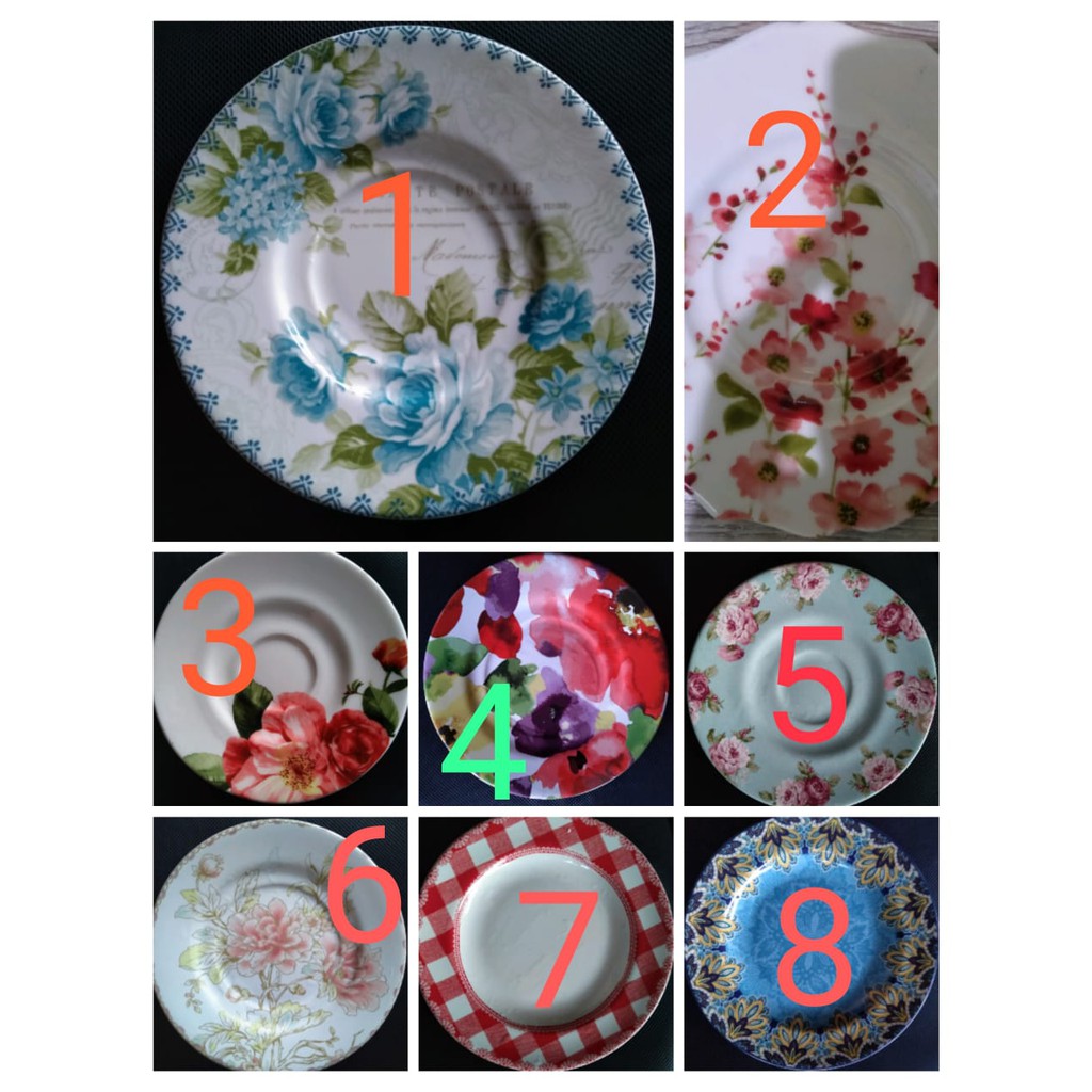 piring keramik kecil motif bunga