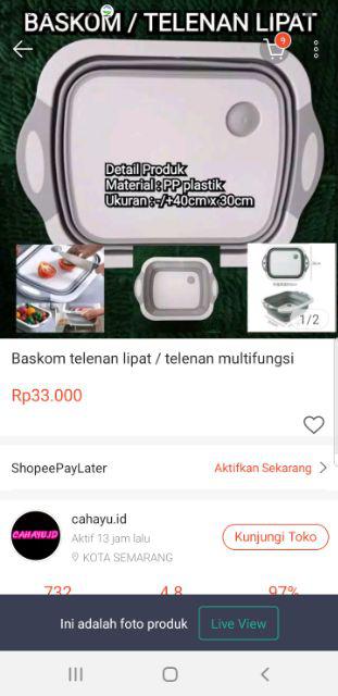 Baskom Telenan Lipat / Telenan Multifungsi