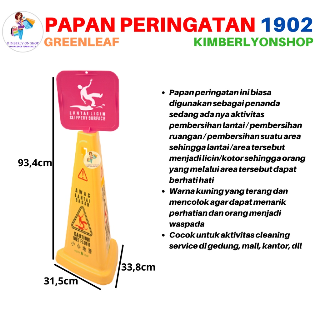 Sign Floor Papan Peringatan Awas Hati Hati Licin Basah 1902 Green Leaf