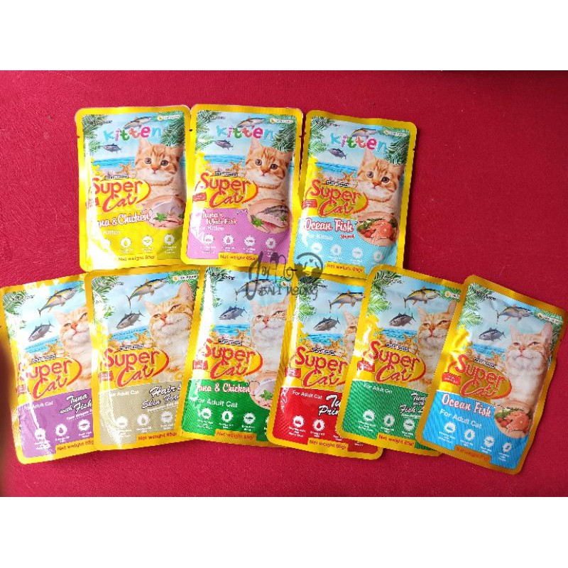 super cat pouch wet food makanan kucing