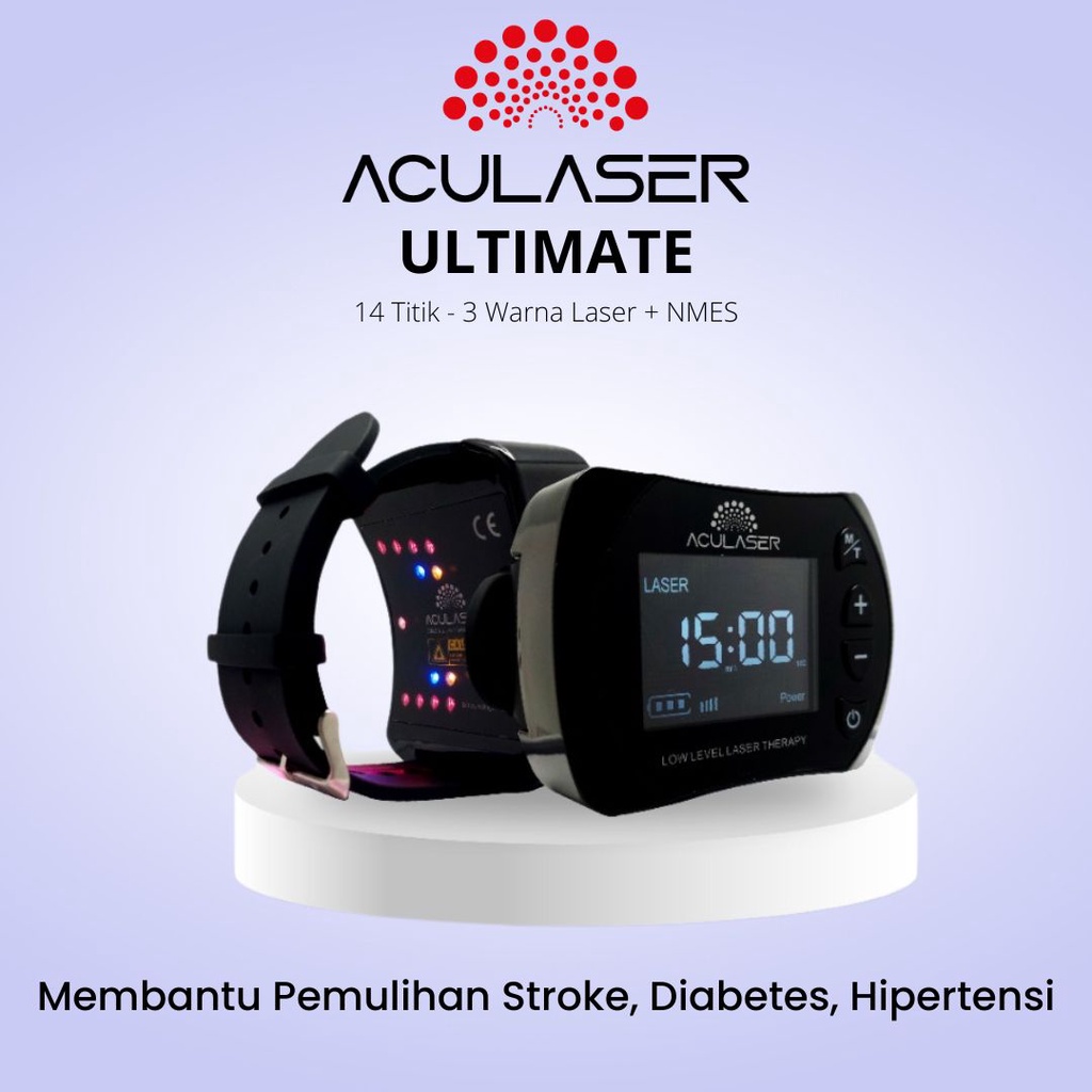 ACULASER ULTIMATE + NMES THERAPY DEVICE ORIGINAL 14 TITIK MATA LASER TERAPI TEKNOLOGI LASER MEMBANTU PEMULIHAN STROKE DIABETES HIPERTENSI KELUARGA DR LASER