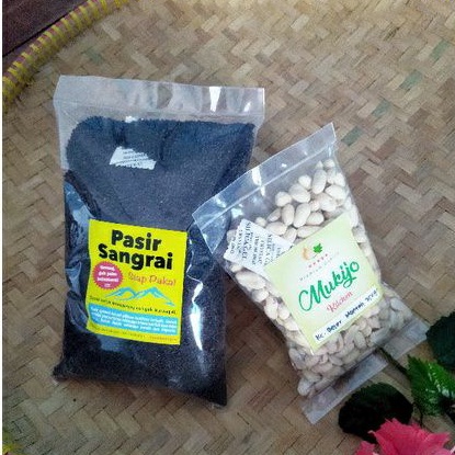 (Paket Kacang + Pasir Sangrai) Paket Hemat Kacang Tanah Jumbo Mentah 250g + Pasir Sangrai Siap Pakai