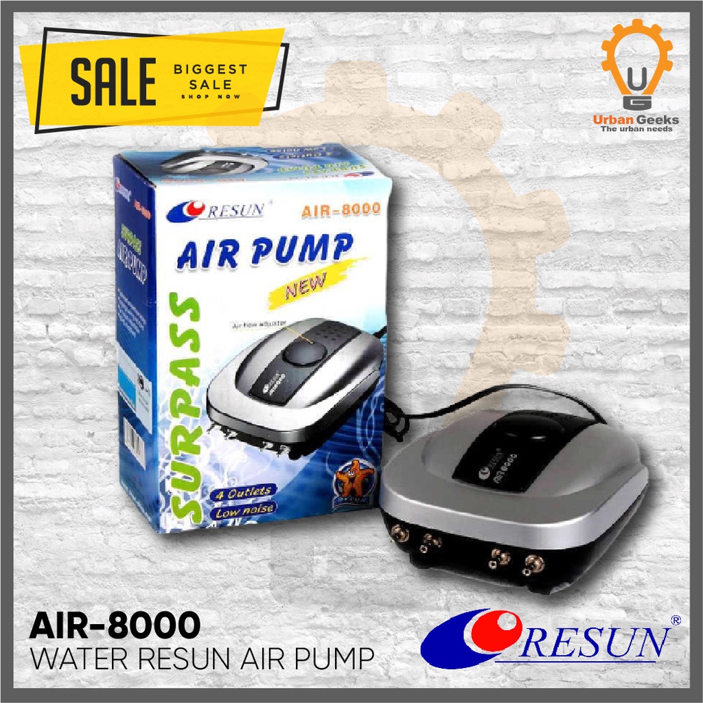 Aerator Resun Air8000 Pompa 8 Watt Udara Aquarium Air Pump Aerator