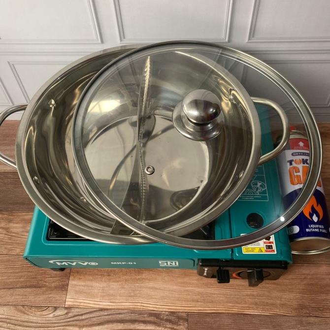 Paket Lengkap Kompor Portable + Panci Shabu + Gas