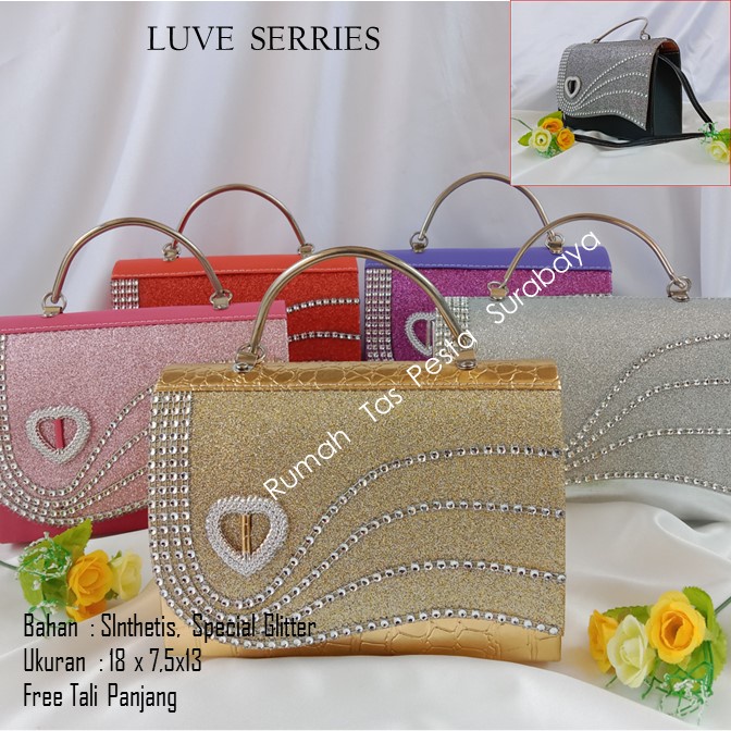 Tas Imut,Tas Kondangan,Tas Gliter,TAS LUVE SILVER