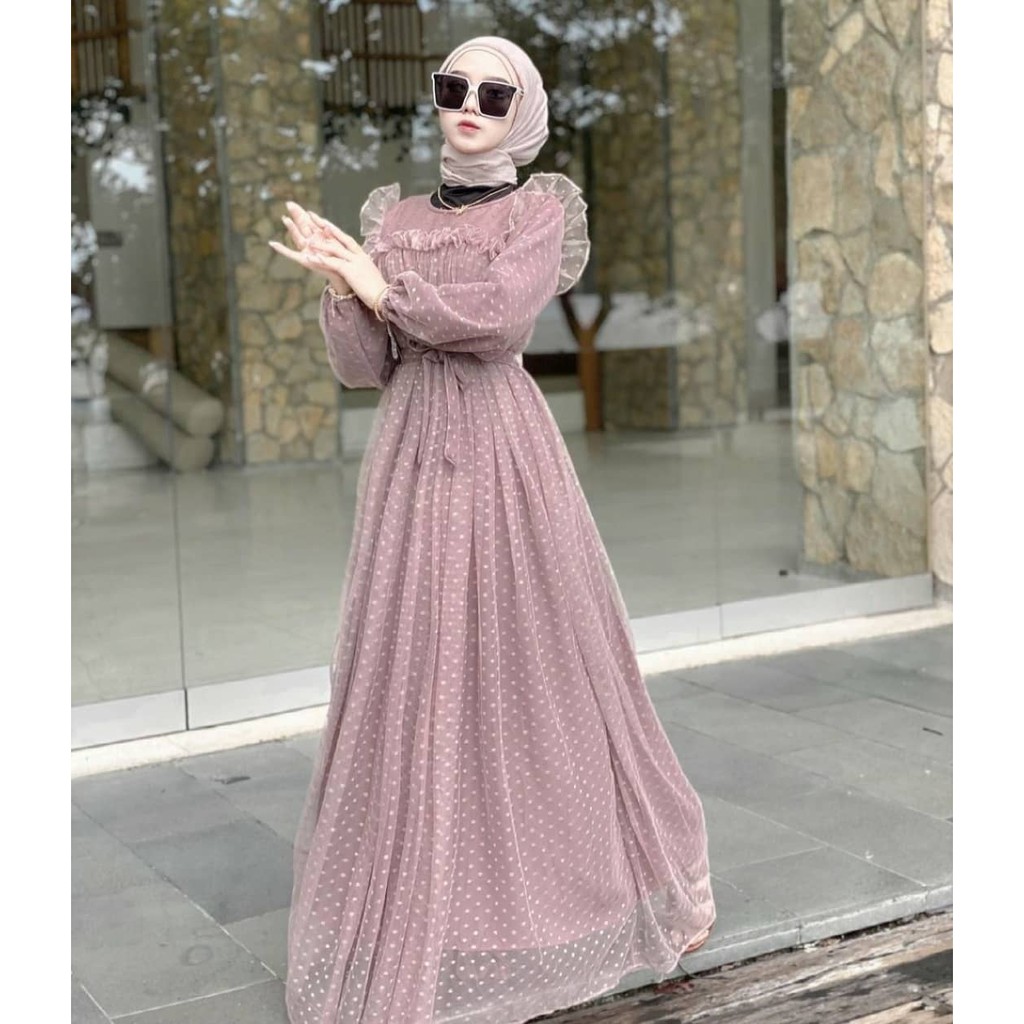 MARBELA DRESS Bahan Moscrepe Pakaina Wanita Gamis Panjang Terusan Gamis Wanita Dress Muslim Terbaru