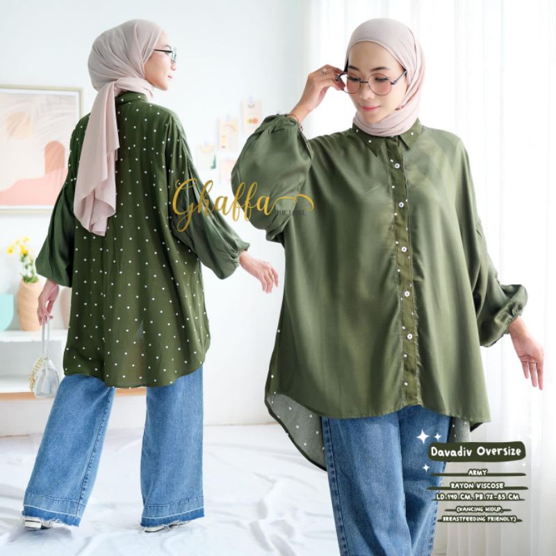 Blouse motif muslimah kekinian Davadiv blouse by ghaffa the label