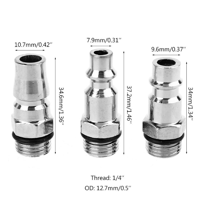 Btsg 3x/Set 1per4npt Male Threads Size Tools Portable US JP EU Type Set Quick Coupler Konektor Selang Angin Fitting Accesso