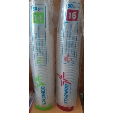 Gelas cup starindo datar dan oval uk 14oz/16oz/18oz/merak