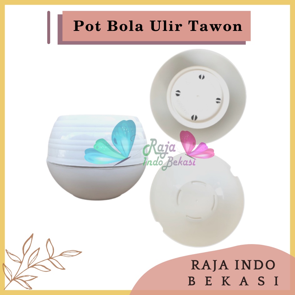 Pot Bola Ulir Putih Motif Pot Tawon Tanaman Bunga Plastik Jozaka - Pot Bola Mini Plastik Putih Bunga Pot Bunga Plastik Unik Pot Bola Pot Plastik Putih /Size 25/Pot Bola Sultan