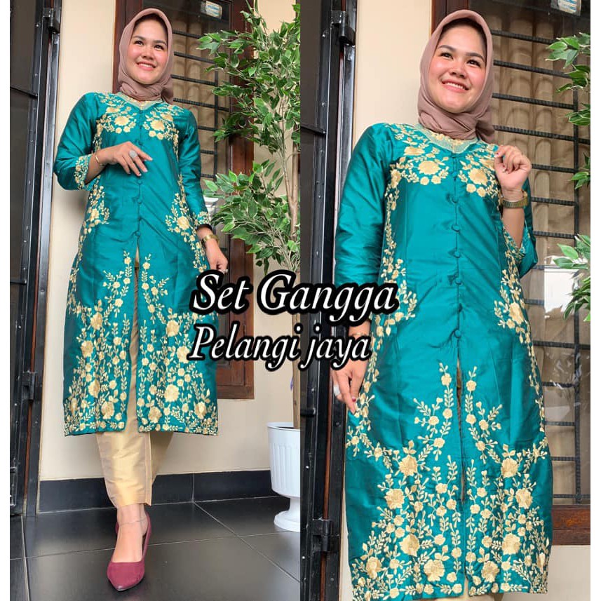 Set Gangga Abaya Taffeta Aneka Pilihan Warna