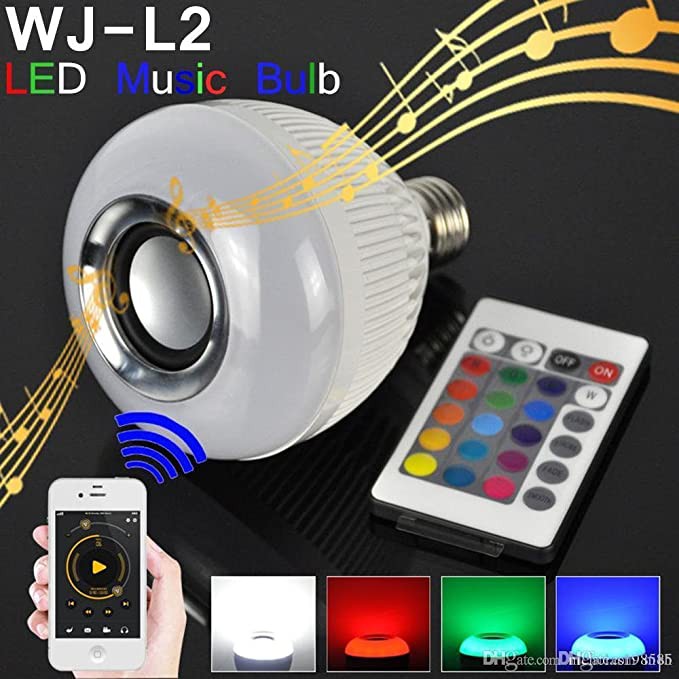 Speaker Bluetooth Wireless Lampu Music LED RGB Bohlam Speaker WJ-L2