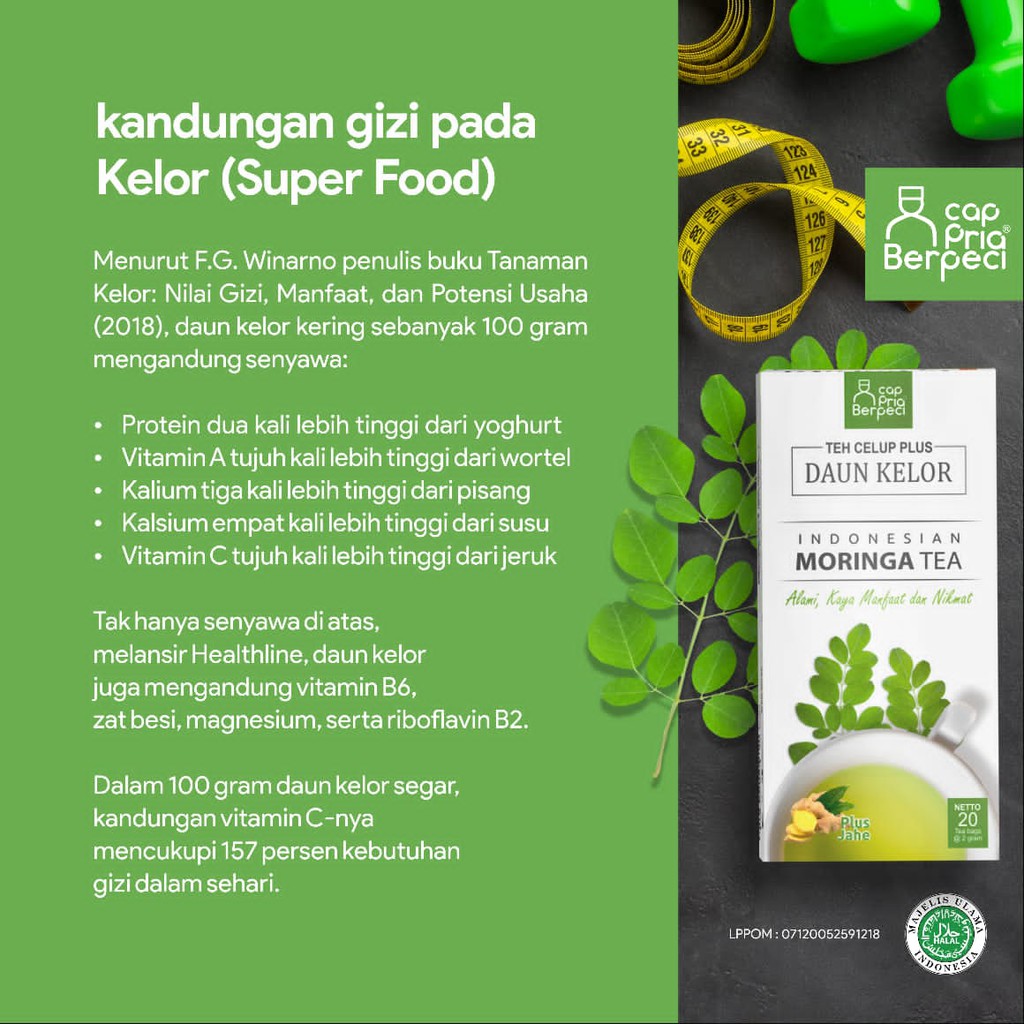 

TEH CELUP DAUN KELOR PLUS JAHE CAP PRIA BERPECI