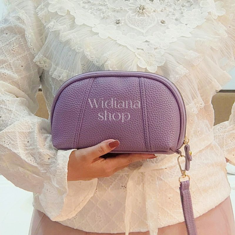 Dompet Wanita Kerang Kulit Jeruk Sintetis  Skat Kartu
