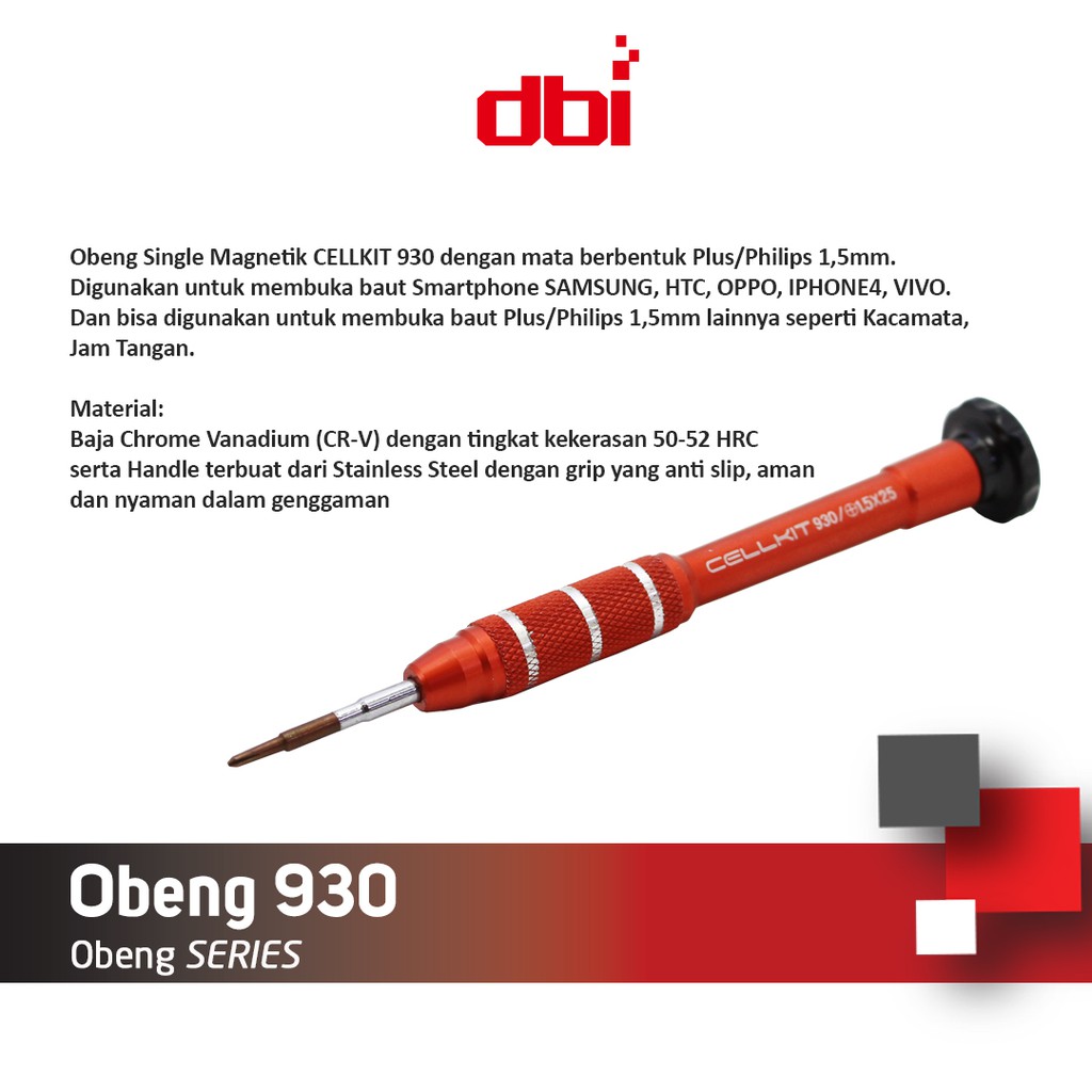 Obeng Single Magnetik CELLKIT 930 (+) 1,5