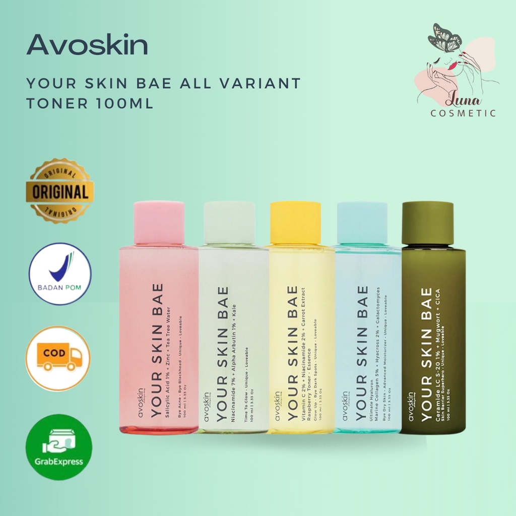 Avoskin Your Skin Bae Toner All Variant 100ml | Vit C / Salicylic /  Niacinamide / Marine Collagen Toner