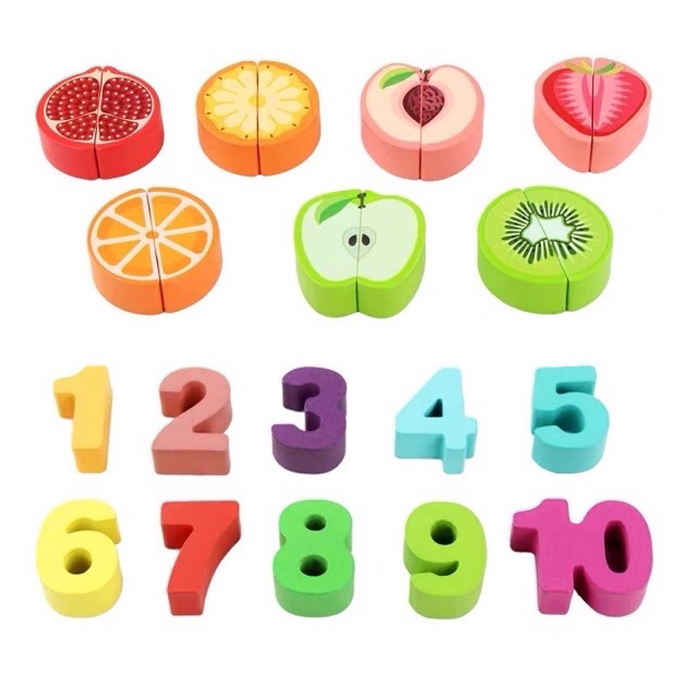 3 in 1 wooden counting and cutting toys - mainan edukasi anak - hadiah anak cewek cowok