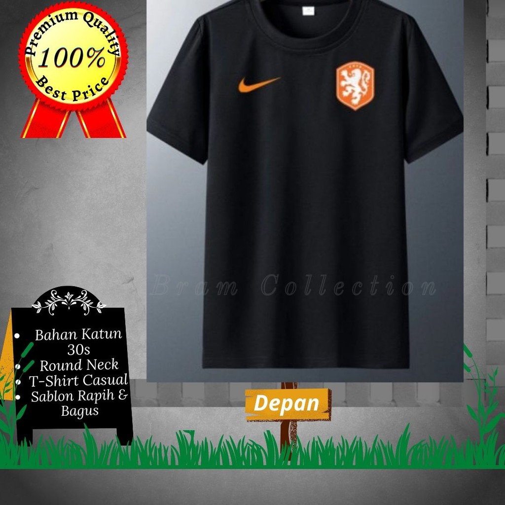 Baju Kaos Distro Premium EURO 2020 Belanda Home Away T-Shirt Bola Jersey Pria/Wanita