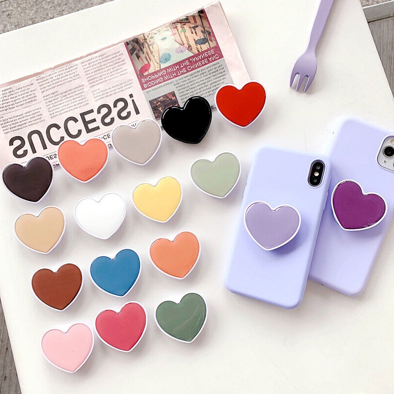 Popsocket Hp Universal Bentuk Hati 3D Warna Permen