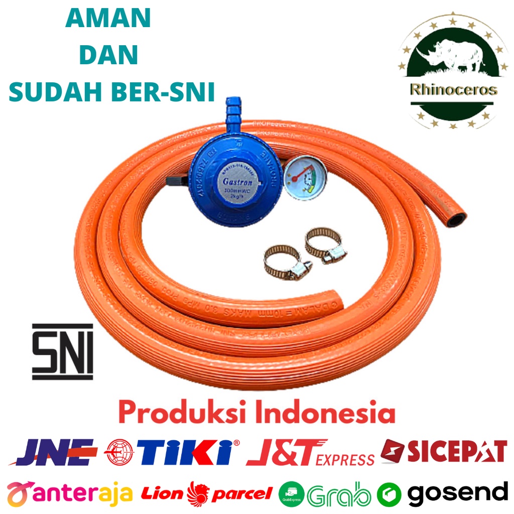 Selang Gas Dan Regulator Orange 2 Meter dan Regulator Paket Selang Gas 2 Lapis SNI Selang Regulator Kompor Gas