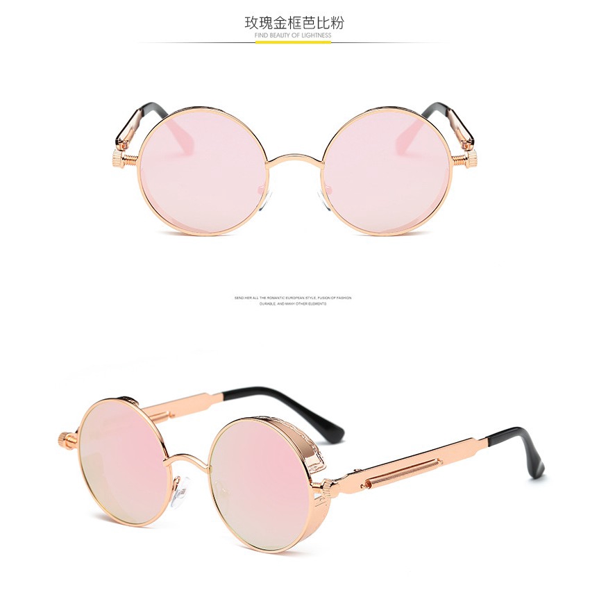 ✨Cod Kipas Angin Mini Portable✨Kacamata Hitam Bentuk Bulat Bahan Logam Gaya Retro Vintage Untuk Pria Dan Wanita