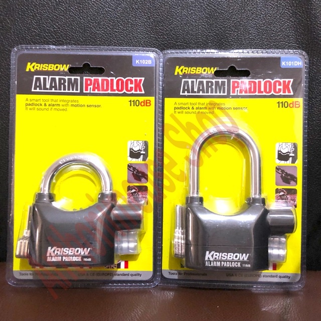 GEMBOK ANTI MALING ALARM KRISBOW ORIGINAL PADLOCK SENSOR GETAR 110DB KUNCI RUMAH PAGAR TAHAN AIR ORI