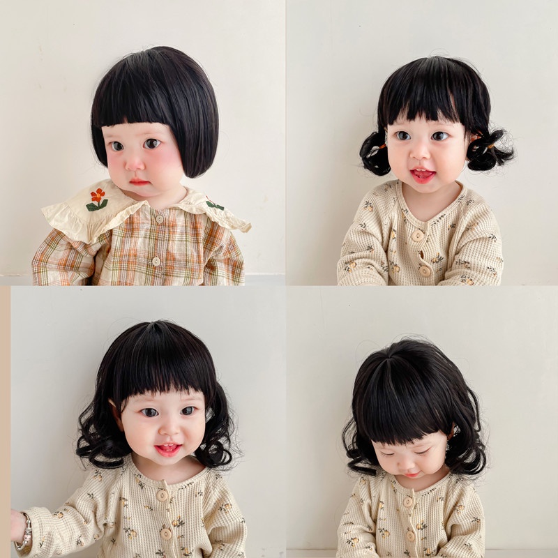 jepit rambut palsu anak lucu/wig anak bayi perempuan/rambut palsu bayi