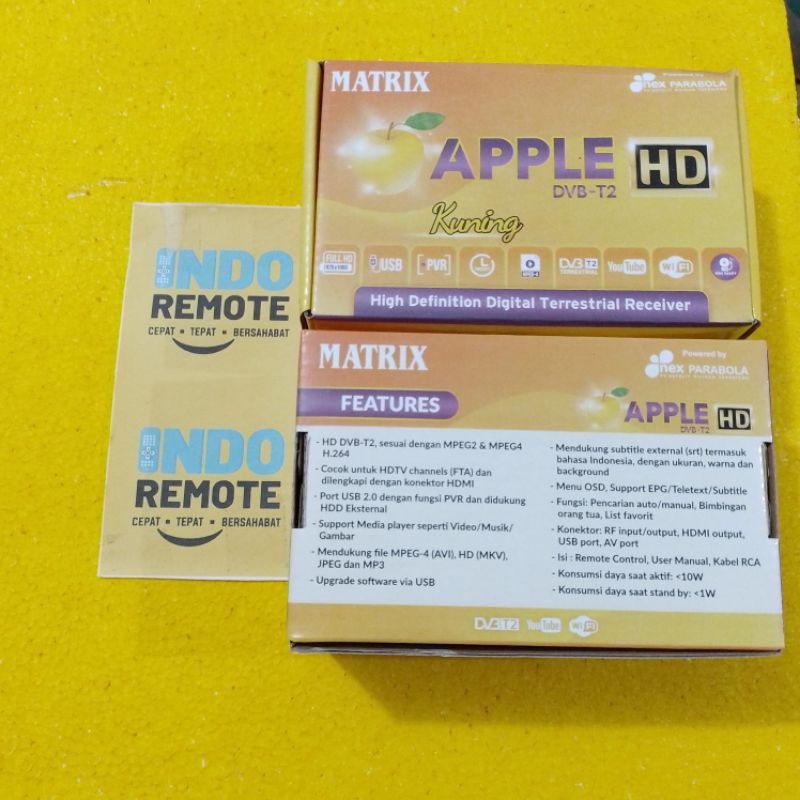 SET TOP BOX TV DVB-T2 MATRIX APPLE KUNING HD ORIGINAL