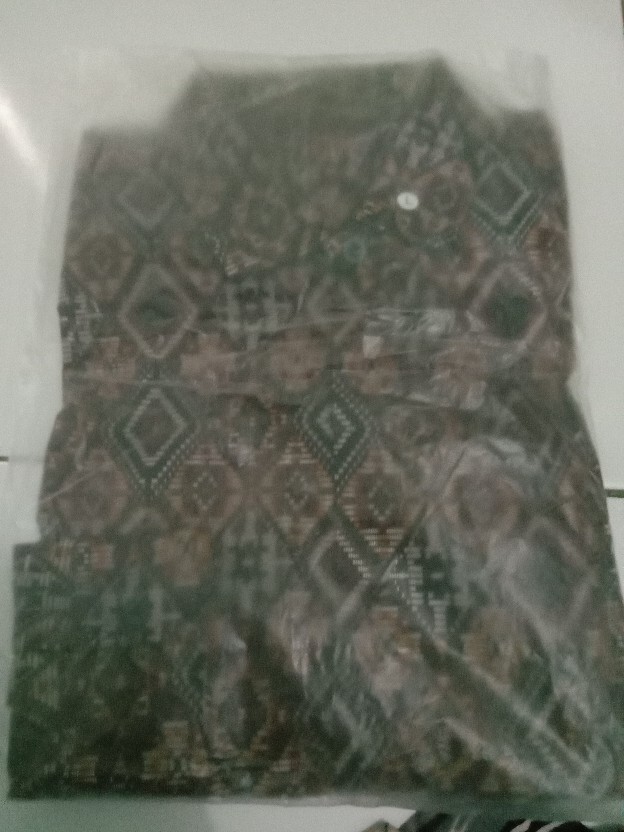 Baju Batik Kemeja Batik Pria Lengan Panjang Songket Diamond Coklat Brown Modern Slimfit Casual