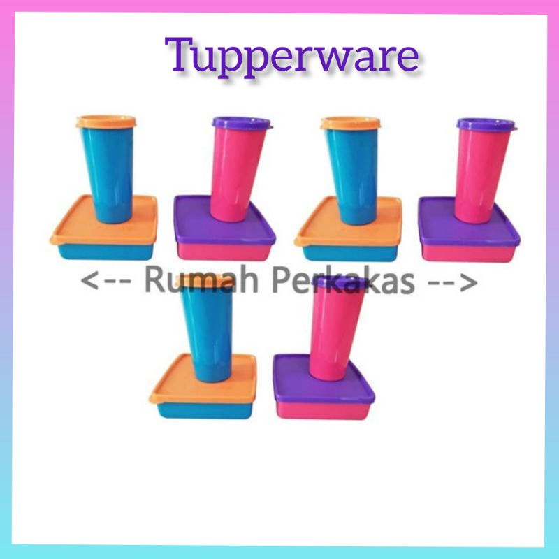 Kotak makan sandwich dan botol kecil / tempat bekal set Tupperware