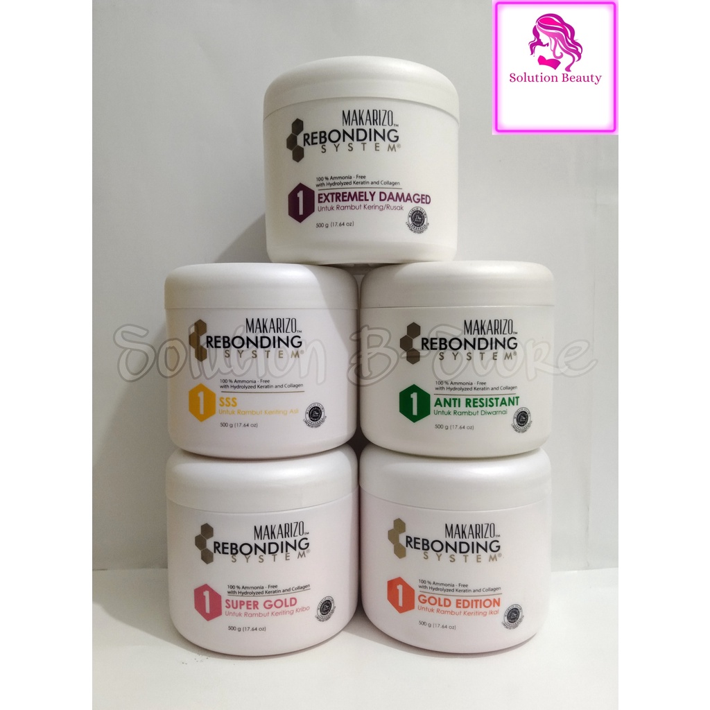 MAKARIZO Rebonding System Paket Step 1 500gr + Step 2 500ml Obat Pelurus Rambut / Smoothing