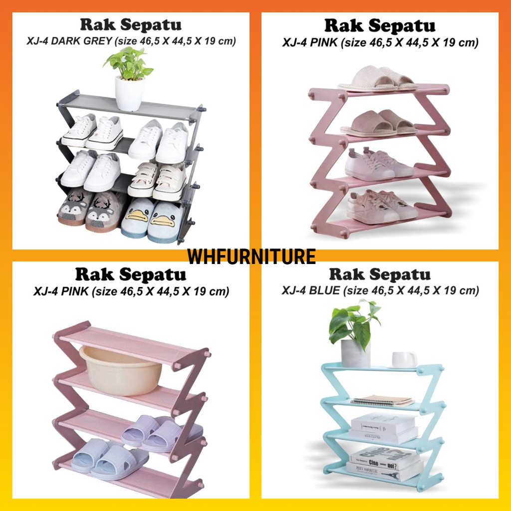 COD Promo Termurah Rak Sepatu 4 Susun/Rak Sandal Holder Serbaguna/Rak Sepatu XJ-4 WHFURNITURE