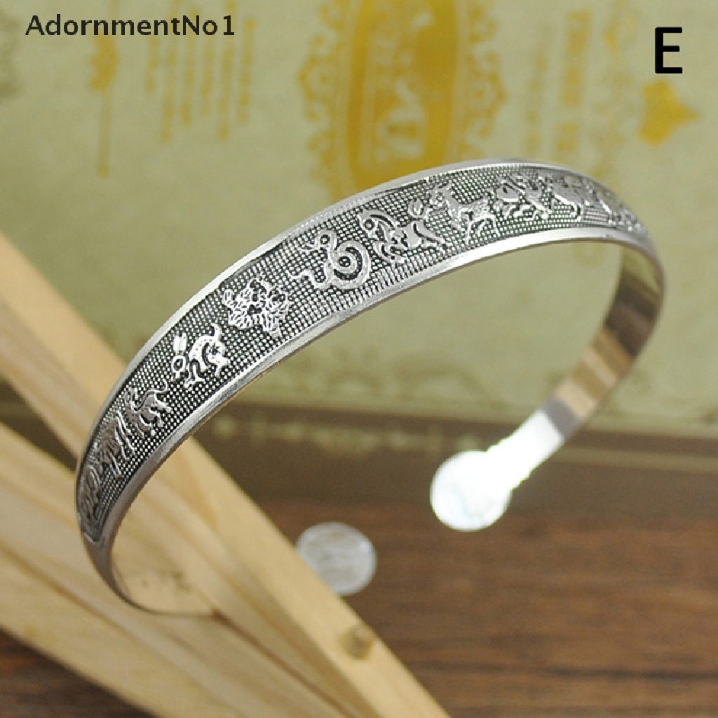 (AdornmentNo1) Gelang Bangle Terbuka Silver Tibet Ukiran Totem Retro Vintage