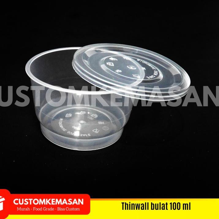 Baru Thinwall Bulat 100 ml isi 50, Thinwall 100 ml, Kemasan Puding, kemasan Sambal, Mangkok Plastik.