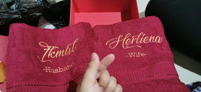 Giftset Handuk Custom Nama Fleca Deluxe Hamper 70x135 Couple Kado Pernikahan Towel Mandi Hantaran