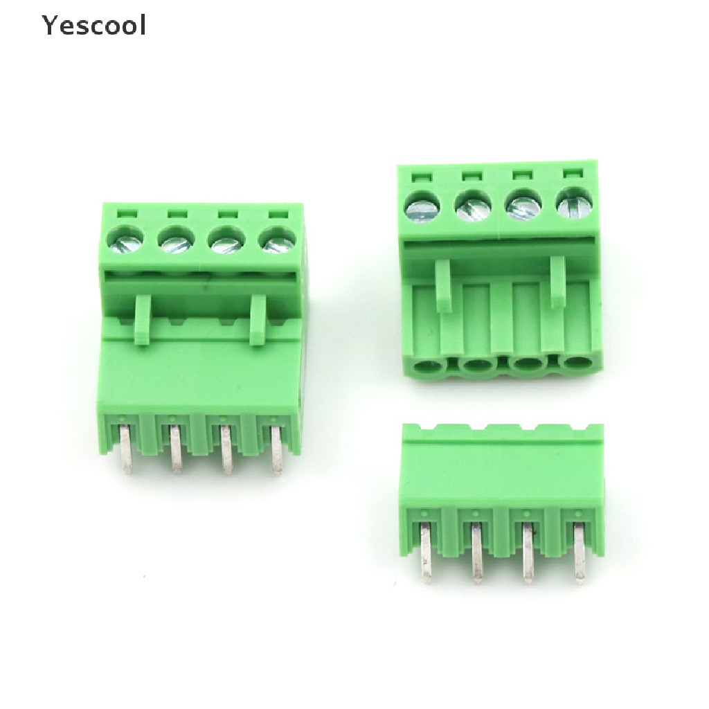 Yescool 20pcs Blok Terminal Konektor PCB Plug-in 4Pin Pitch 5.08mm