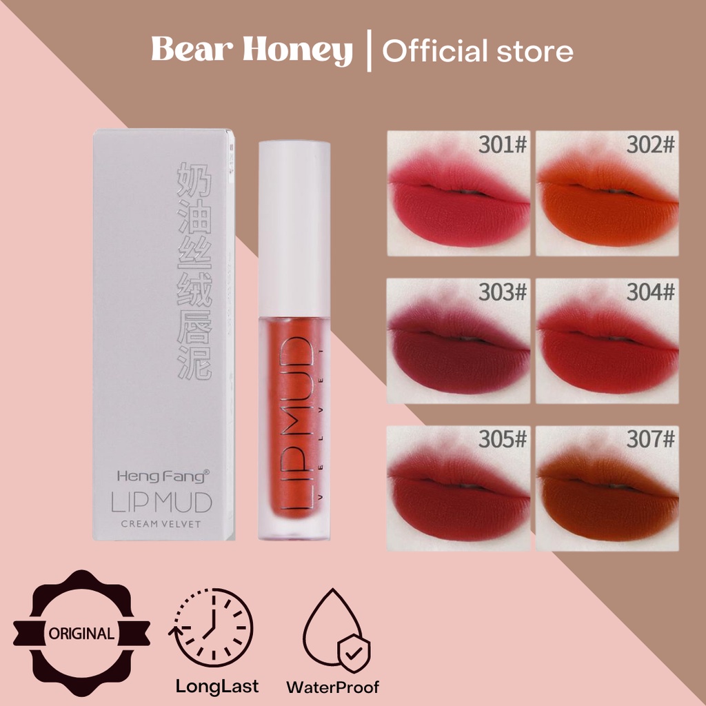 Lip Mud Lipstik Mate Super Velvet Hengfang Longlasting Lipstik Velvet Mate