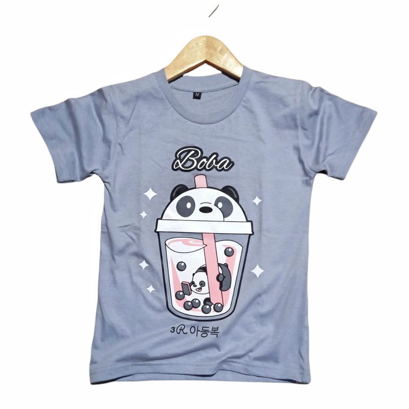 atasan anak/baju anak/kaos anak warna abu gambar BOBA#Virall