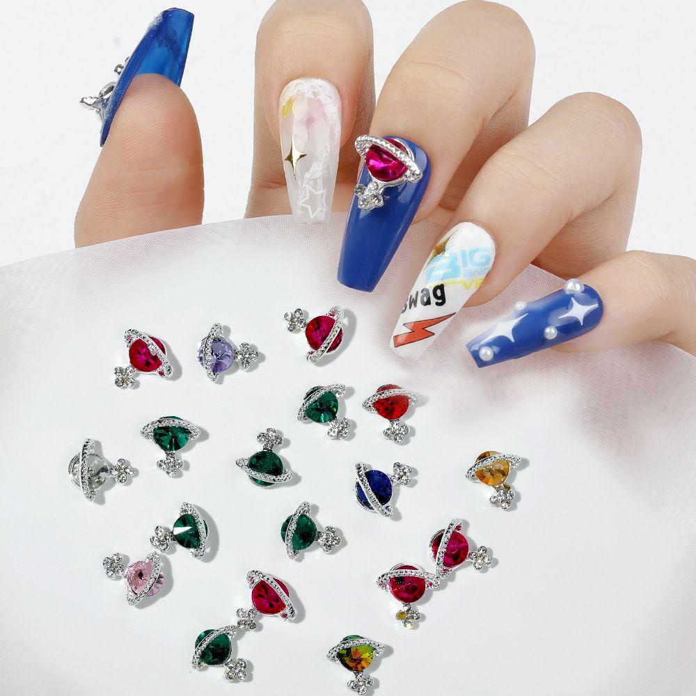 Augustina Nail Art Rhinestones Mewah Pesona Bertabur Berlian Bling Shiny Planet Ornamen Perhiasan Kuku DIY