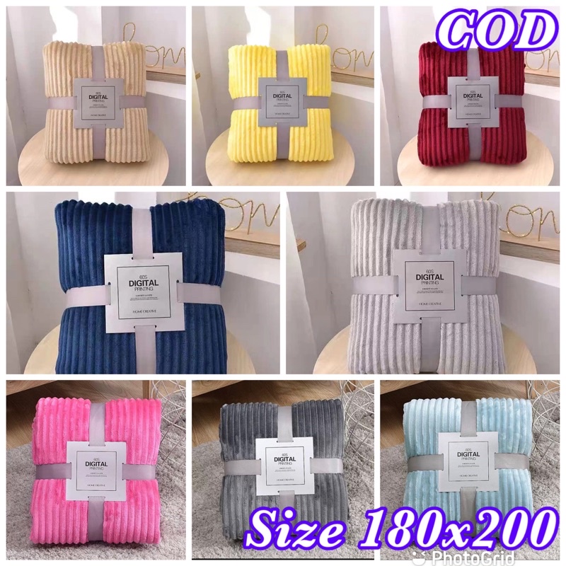 Selimut Dewasa Fashion Polos Salur Ukuran 180x200 Terbaru