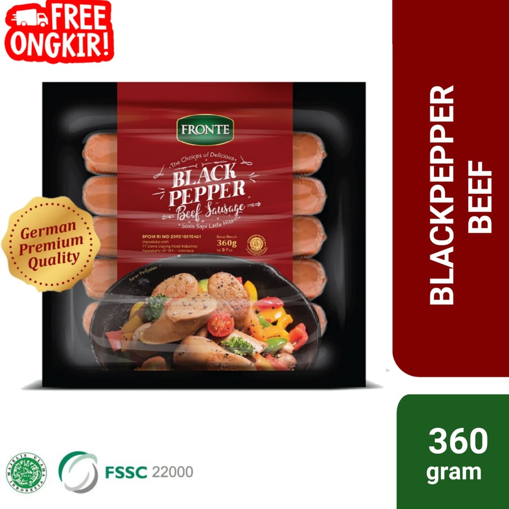 

Fronte Sosis Blackpepper Beef Sausage 360gr