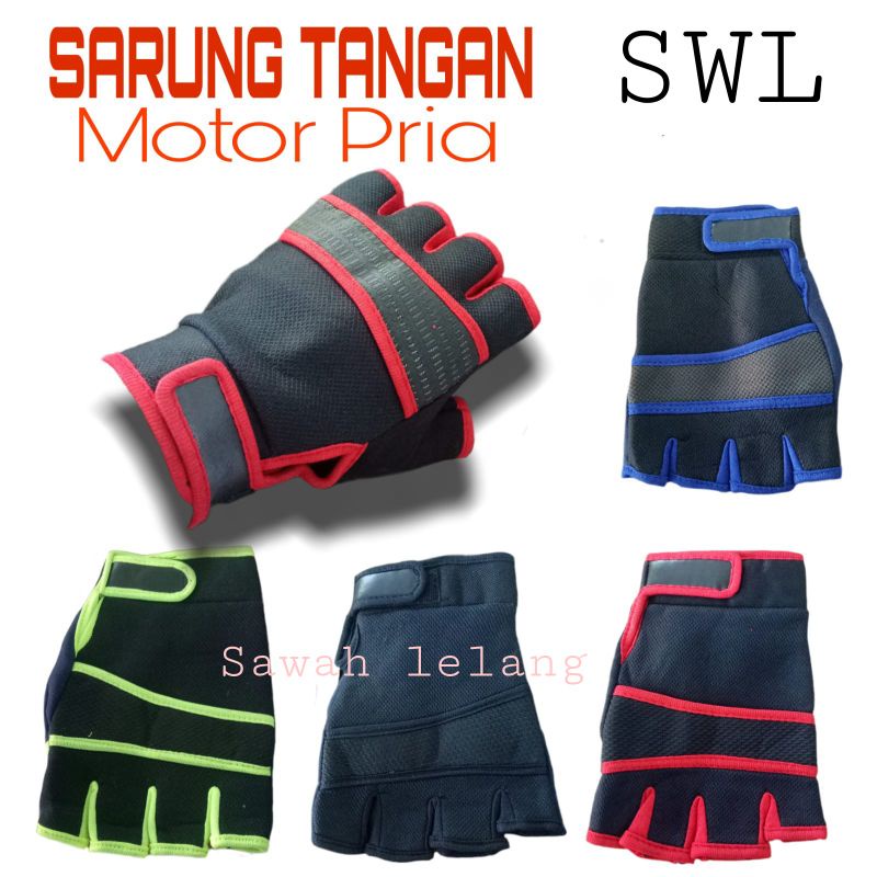 Sarung Tangan Sepeda Motor Motif Garis Cowok Cewek  Pasang Ter Murah