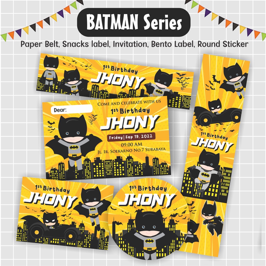 

Batman Paper belt, Undangan ulang tahun, Sticker bento