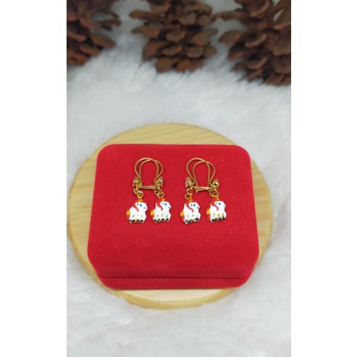 Anting gantung Little Pony Cat, Perak 925, Sepuh Emas kuning