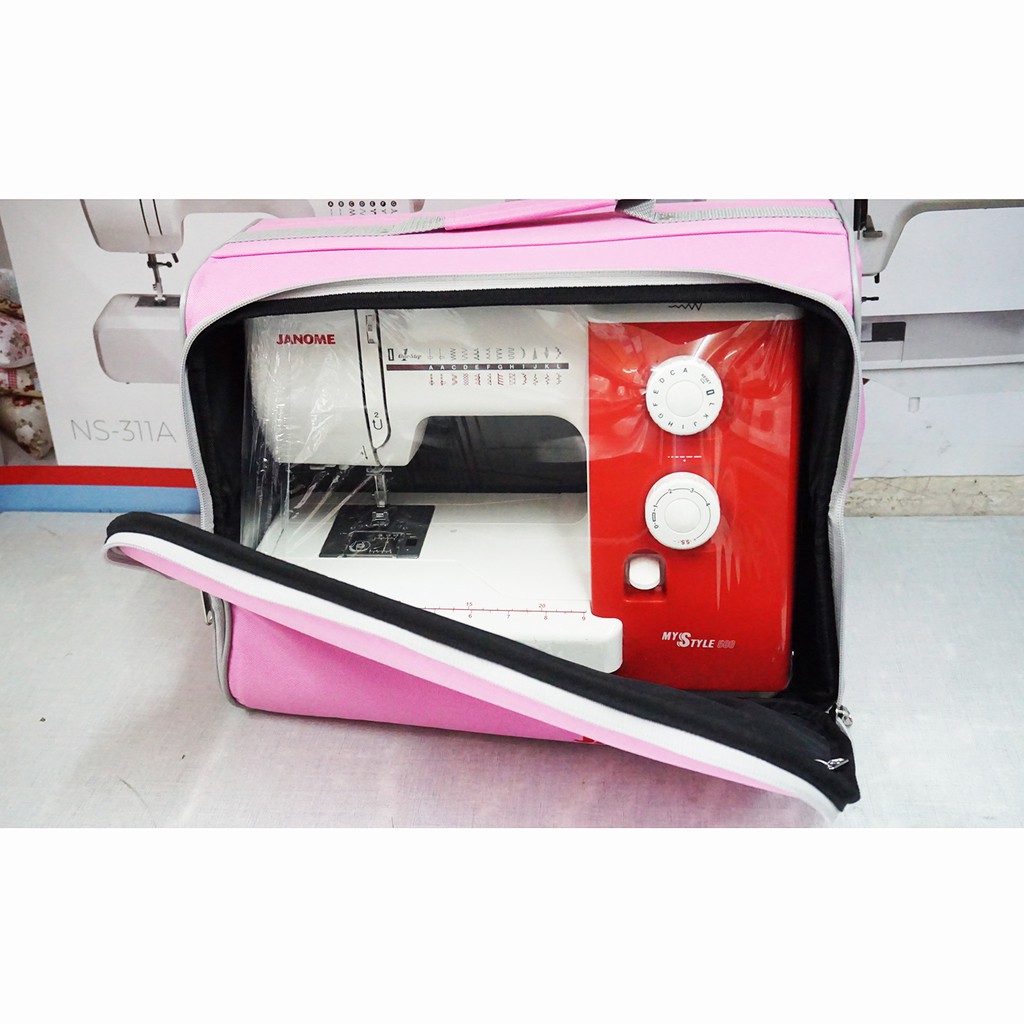 tas mesin jahit janome/carry case sewing machine janome - pink