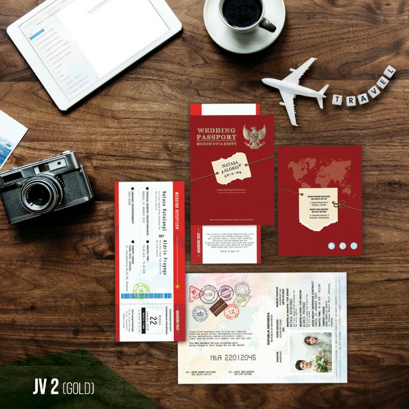 Undangan Pernikahan Desain Paspor Boarding Pass Wedding Passport Unik