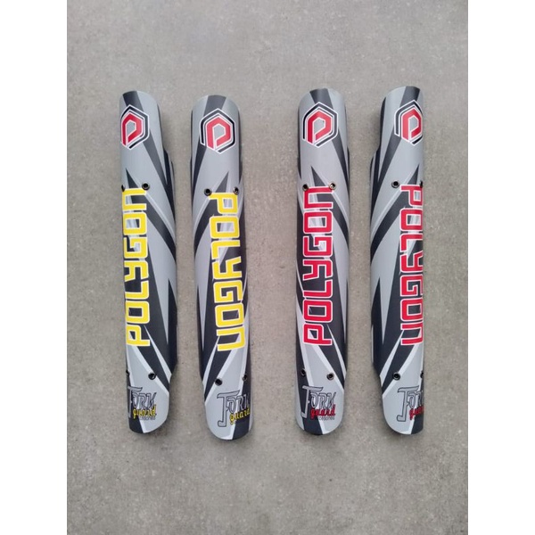 Pelindung Fork sepeda MTB Forkguard logo motif Polygon